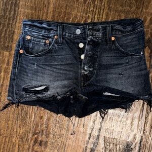 Levi's Black Distressed Jean Shorts
